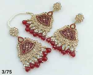 LATEST MOTIPEARL CHANDBALI INDIAN GOLD PLATED EARRING TRADITIONAL DROP & STONE FLOWER EARRING & MANGTIKKA <b>SET</b> WOMEN & <b>GIRLS</b> - Product Image 5