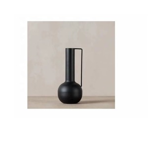 Venta caliente moderno jarrón de Metal de hierro con asa jarrón de mesa decorativo elegante hogar sala de estar decoración de mesa para uso Interior - Product Image 4