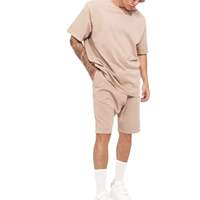 Ensembles d'été pour hommes en coton 100% avec logo personnalisé, t-shirt et short, style décontracté urbain, mode estivale.