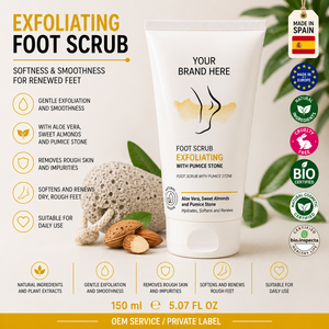 Exfoliante para Pies de Marca Privada 150ml OEM |   Exfoliante para el Cuidado de los Pies, Eliminación de Callosidades, Suavizante para Pies Secos |   Vegano Natural España UE - Product Image 1