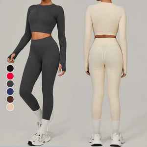 Traje Deportivo de Yoga Ajustado de Secado Rápido para Mujer, Estilo Europeo Americano, para Correr al Aire Libre en Invierno - Product Image 1