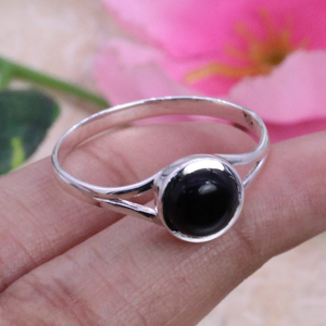 Onyx noir 925 argent Sterling Onyx noir pierre précieuse naturelle bague en cristal faite à la main bijoux pour femmes - Product Image 1