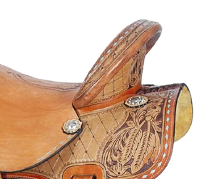 Selle de cheval occidentale en cuir véritable de qualité supérieure pour les courses de barils et l'équitation - Product Image 4