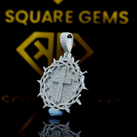 Pendentif Croix Médaillon en Moissanite pour Enfants et Hommes, en Argent Sterling 925, Bijoux Hip Hop Personnalisés pour Rappeurs, Qualité VVS, Teste le Test du Diamant