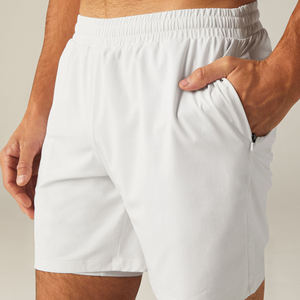 Pantalones cortos de alta calidad con logotipo personalizado al por mayor, pantalones cortos deportivos ligeros y finos de poliéster para gimnasio con bolsillo y cordón para hombre - Product Image 3