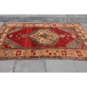 Vintage <b>Turkish</b> Rug 5x9 ft Red & Beige Patchwork Design Flat Weave Wool <b>Carpet</b> for Living Room Decorations 9x12" Size - Product Image 3