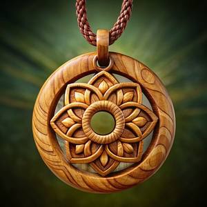 WITH <b>NECKLACES</b> FOR WOMEN MEN NATURAL <b>LARGE</b> BOHO TRIBAL SONO WOODEN <b>Pendant</b> on Adjustable Cord Handmade <b>Necklace</b> - Product Image 2