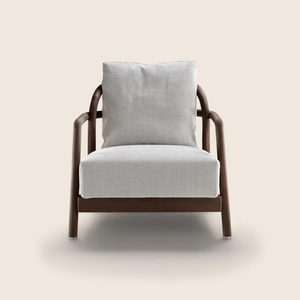 Dark Wood Frame Leisure <b>Armchair</b> with Light <b>Grey</b> <b>Velvet</b> Upholstery Modern Portable Outdoor Villa Chair 100727 - Product Image 1