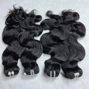 Bundel rambut manusia selaras kutikula gelombang tubuh 10A 100% rambut Virgin Vietnam/Kamboja murah kustom
