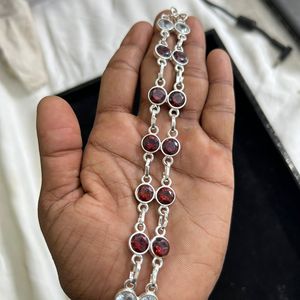 สร้อยข้อมือเงินสเตอร์ลิง925, สร้อยข้อมือเพทาย, สร้อยข้อมือแฮนด์เมด, สร้อยข้อมือข้อมือข้อมือ, สายรัดข้อมือ, สร้อยข้อมือหิน8ชิ้น - Product Image 1