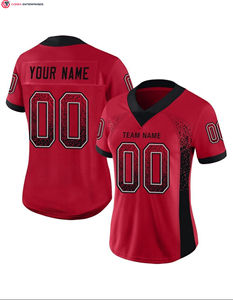 Maillot de football 100% polyester personnalisé rouge noir gris maille dérive mode respirant à manches courtes solide avant imprimé Techniques - Product Image 4
