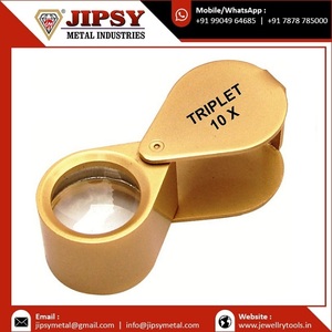 Loupes pour bijoutiers 10X Types de triplets 18mm Loupe grossissante plaquée or pour l'inspection des pierres précieuses, des diamants, outils - Product Image 4