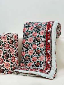 Paisley indio mano bloque impreso Kantha algodón edredón hecho a mano indio suave manta algodón relleno edredón Reversible cama cubierta - Product Image 2