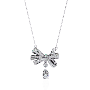 Elegante collar de oro de 14 quilates con diseño de lazo de diamantes cultivados en laboratorio de 1,69 quilates, joyería fina para mujer - Product Image 3