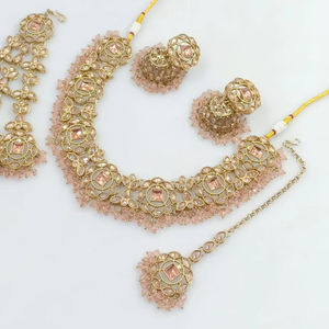 Flower Latest Indian Jewelry Traditional GoldPlated Motipearl With Jumkha Earring &Maagtika Pasha Combo Necklace <b>Set</b> Women - Product Image 1