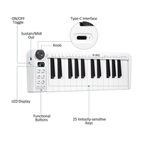 Professional Digital Electronic Piano Usb 25 Key Musical Instrument Midi Keyboard Controller