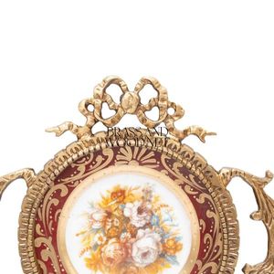 จานพอร์ซเลนกรอบหรูหราสีทองลายดอกไม้สไตล์ราชวงศ์ตกแต่งผนังทองเหลืองโบราณงานศิลปะดอกไม้คลาสสิกหรูหราวินเทจ - Product Image 2