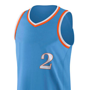 Maillot de basket-ball en tissu 100% polyester uni 2025 Nouveau design Maillot de basket-ball à imprimé contrasté Vente en gros - Product Image 3