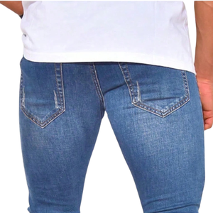 Mens <b>Light</b> Blue Skinny Jeans Stretch Denim Pants Slim Fit Casual <b>Light</b> Distressed Washed Everyday Fashion Comfort Street Wear - Product Image 4