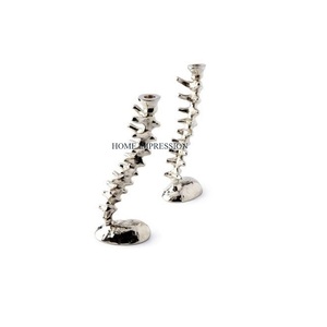 Candelabros de aluminio para interiores y exteriores decorativos de mesa de calidad superior, Juego de 2 candelabros de lujo pulidos con espejo - Product Image 1