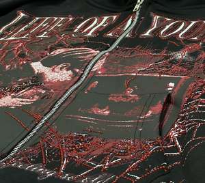 เสื้อฮู้ดดี้สตรีทแวร์ผ้าฝ้ายฟลีซแบบยูนิเซ็กซ์สำหรับฤดูใบไม้ร่วง ผลิตจากวัสดุเป็นมิตรกับสิ่งแวดล้อม พร้อมลายปักคริสตัล พิมพ์ซิลค์สกรีนทั้งด้านหน้า ซิปด้านหน้าทั้งตัว ป้ายกำกับแบบกำหนดเอง - Product Image 4