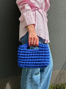 Handmade Crotchet Bag for Summer T-Shirt Yarn Tote Multicolor Bag <b>Mini</b> Chunky Bag Gift For Her Summer Outfit - Product Image 5