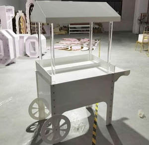 Carrito de barra de dulces acrílico blanco de ensueño desmontable para Baby Shower, boda y fiesta, evento para exhibición de pasteles y carritos de comida - Product Image 3