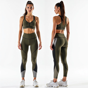 Ensemble de yoga fitness pour femmes, automne-hiver, soutien-gorge et leggings confortables sans couture en tissu respirant avec logo sur le devant - Product Image 5