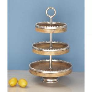 Support à gâteau moderne à 3 niveaux en métal aluminium de dernière conception avec nickelage unique pour décoration de fête d'anniversaire - Product Image 4