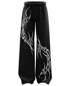 Customized Black Tribal Graphic Baggy <b>Sweatpants</b> For Men <b>Women</b> Oversized Streetwear Loose Fit Fleece Jogger Pants Gothic Style - Product Image 1