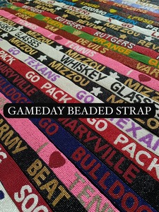 Sangle de sac à main perlée de conception rose et rouge, sangle de sac en perles de graines d'or blanc personnalisée, sangle perlée personnalisée pour sacs - Product Image 2