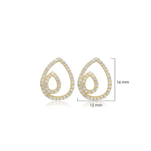 Pendientes de tuerca de piedra CZ de diseño ovalado entrelazado 925 Plata hecha a mano al por mayor joyería fina turca - Product Image 2
