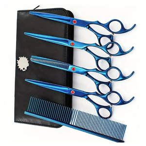 Ensemble de ciseaux de toilettage réutilisables professionnels 5 en 1 pour chiens pointes rondes de sécurité cisailles durables pour animaux de compagnie pour chats Instrument vétérinaire - Product Image 2