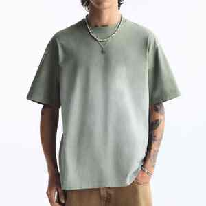 2025 Men's Loose Gradient <b>Mint</b> Grey T-shirt Custom Creative 100% Cotton Wholesale Washed Oversized Casual Short Sleeve - Product Image 1