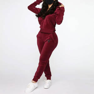 Ensemble de survêtement décontracté sportif pour femme en coton 100% tricoté, 2 pièces, logo personnalisé, fermeture éclair, sweat-shirt et pantalon de jogging, uni, hiver - Product Image 3