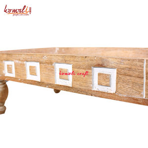 ล้างด้วยไม้สีขาวถาดเสิร์ฟอาหารแกะสลักเฟอร์นิเจอร์ไม้มะม่วงขายส่งเป็นจำนวนมากอินเดีย - Product Image 6