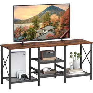 JARHETUN Soporte para TV de 55-59 Pulgadas con 3 Niveles y Estantes Abiertos, Diseño Industrial Moderno, Mueble para Sala de Estar - Product Image 1