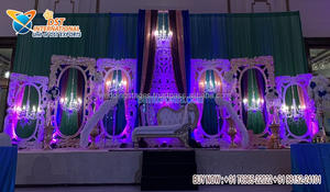 Exclusive South Indian Fiber Carved <b>Backdrop</b> Panels Indian Wedding Gold Fiber <b>Frame</b> Decoration Traditional Wedding Stage spain - Product Image 3