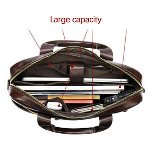 2025 meilleure vente léger en cuir de vachette et PU mallette pour ordinateur portable qualité véritable conception Unique fermeture à glissière pour un usage de bureau - Product Image 5