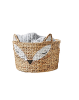 Panier en jonc de jacinthe d'eau tressé à la main, petit et mignon, tête de renard, panier de rangement pour enfants, dessin animé mignon, fabriqué au Vietnam