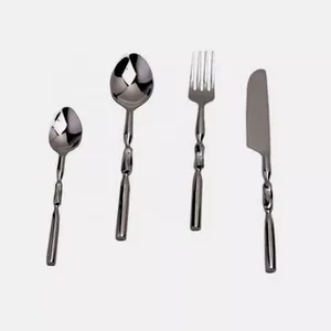 Cubiertos de acero inoxidable chapados en plata, juego de cubiertos para mesa de boda de Hotel, cubiertos para uso de alimentos - Product Image 6