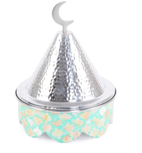 Qualité supérieure Décoratif Tendance Argent Couvercle Conique Casserole En Acier Inoxydable Hotpot Vaisselle Faite À La Main Réchauffeur De Nourriture - Product Image 1