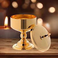 Ciboire en métal doré avec couvercle, récipient décoratif religieux pour l'autel de l'église, usage liturgique pour la messe catholique, récipient pour la sainte communion