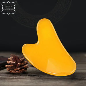 Pierre naturelle jaune Jade Gua Sha thérapie outil peau du visage levage outil de Massage pour le corps et le visage - Product Image 2