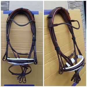 Vente en gros de légumes pour chevaux, bride en cuir roulé teintée avec fronces et bandeau de nez pour chevaux de saison - Product Image 2