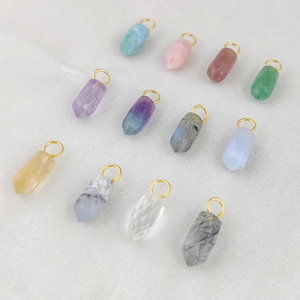 Minuscule pointe à facettes pierre précieuse semi-précieuse en argent Sterling pendentif à breloques fines fabrication de bijoux artisanat approvisionnement en vrac - Product Image 3