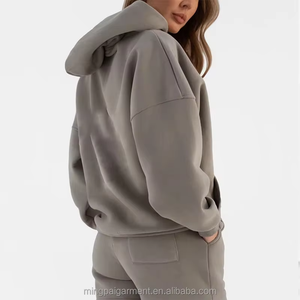 Women's <b>Winter</b> Casual Long-Sleeve Velour Knitted Stylish Hooded Pullover with Front Pocket 100% Cotton Streetwear <b>Tops</b> OEM - Product Image 3