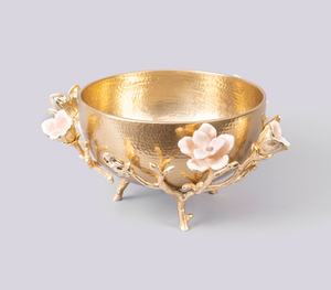 Bol décoratif de luxe en or, écologique, taille personnalisable, avec motif floral, centre de table en métal pour la maison, les restaurants et les hôtels - Product Image 2