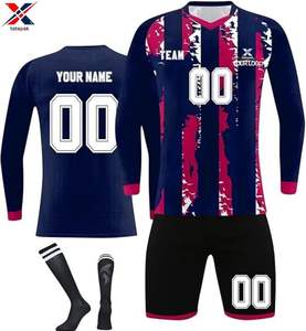 ชุดทีมฟุตบอลน้ำหนักเบาและสวมใส่สบาย เสื้อเจอร์ซีย์โพลีเอสเตอร์ 100% แขนสั้น เนื้อผ้าระบายอากาศได้ดี สำหรับผู้ใหญ่ทุกเพศ รับผลิตแบบ OEM - Product Image 1