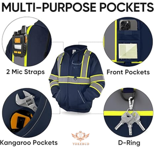 เสื้อแจ็คเก็ตมีฮู้ดผ้าขนแกะ PPE เสื้อแจ็คเก็ตมีฮู้ดสะท้อนแสงสำหรับฤดูหนาวอากาศหนาวเสื้อผ้าป้องกัน - Product Image 2